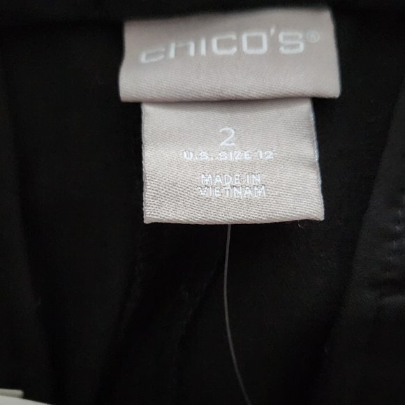 CHICO'S Straight Leg Crop Flat Front Hi-Rise Size 2 (12 Reg) Black 24 ½" Inseam - Picture 3 of 11